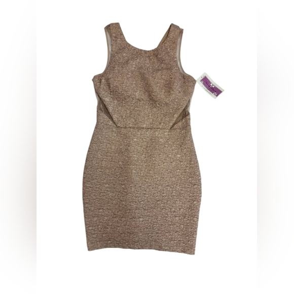 Hailey Logan By Adrianna Papell NWT Textured Tan Bodycon Dress Size Large - Picture 4 of 10